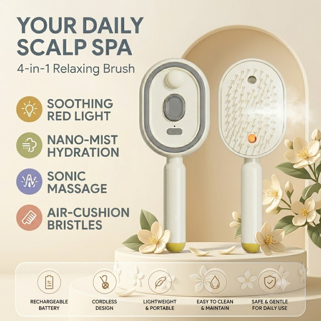 💆♀️ Get Salon-Smooth Hair at Home in Seconds ✨3-in-1 Electric Spray Comb — No Pain, No Frizz, Just Effortless Shine